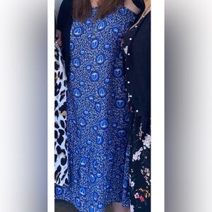 Old Navy Blue Patterned Maxi Dress